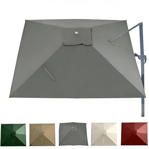 Telo Ricambio Ombrellone 8 Stecche Quadrato, Copertura Superiore per Ricambio Telo Ombrellone Braccio Laterale, Anti-UV(Gray,3x3m(10x10ft))