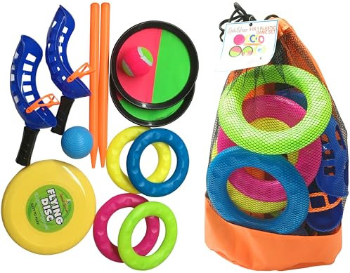 Quickdraw 4 in 1 Kinder Garten & Strand Spiele Set Enthält Frisbee, Fang Ball Set und Pelota Außen- Familie Lustig
