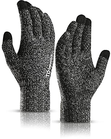 TRENDOUX Guantes para frio，Guantes running omp Deportivos invierno tactiles Correr Aire Libre Antideslizante de conducción mujer ciclismo Moto montaña hombre,guantes running - Blanco negro M