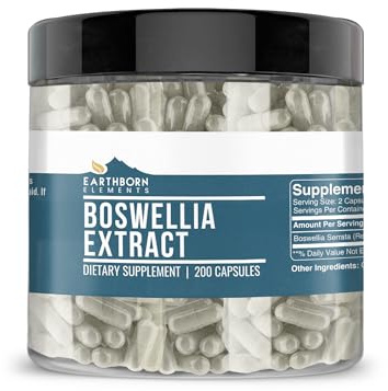 Earthborn Elements Boswellia Serrata Extract 200 Capsules, Pure & Undiluted, No Additives