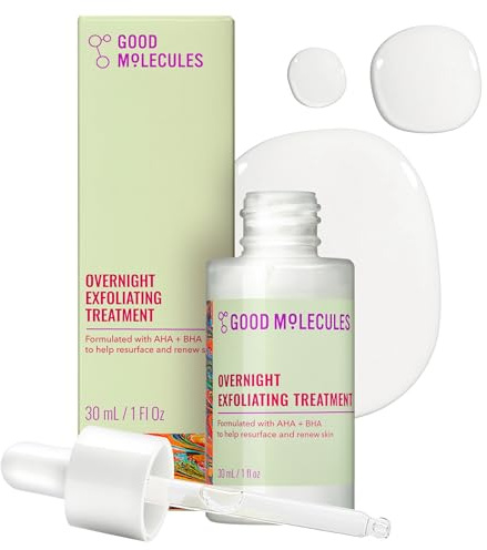 Good Molecules Overnight Exfoliating Treatment - Face Exfoliator with AHA & BHA Lightweight Formula - Pore Minimizer, Facial Skin Care with Glycolic & Salicylic Acid