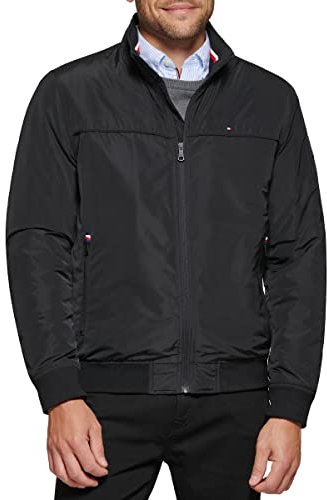Tommy Hilfiger Herren Performance Kunst-Memory Bomberjacke, Schwarz gefüllt, L