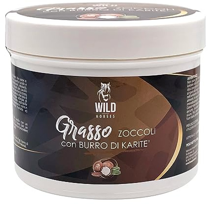Wild Horses | Huffett mit Sheabutter, regeneriert, isoliert und schützt, pflegt brüchige, trockene oder rissige Phalangen, 500 g, Made in Italy
