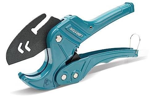 Libraton Cortador de tubos de PVC, Cortador de Tubos Tipo Trinquete, 42mm Cortador de Tubos de PEX de Cabeza de pez, Herramienta de Corte de Tuberías para Cortar Tubos de Plástico/PPR/PE/PVC