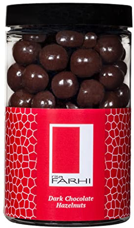 Rita Farhi Dark Chocolate Coated Hazelnuts in a Luxury Gift Jar 285g - New Palm Oil Free Recipe