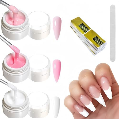 Gel Constructor Uñas,3pcs Uñas Gel Builder,Geles Para Extensión de Uñas,Kit Constructor Extensión de Gel,Extensión de Acrílico,Uñas Arte de Nanicura,para Extensiones y Modelado
