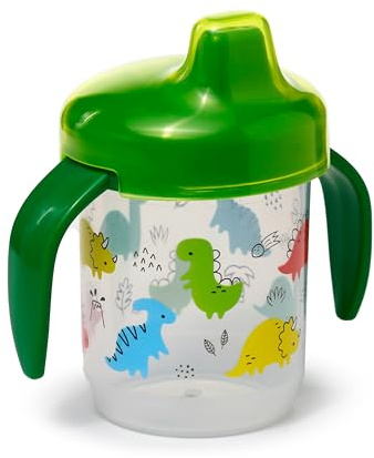 Puckator Children's Shatterproof Sippy Cup Dinosauria Jr - Insulated Tumbler - Cups with Lids and Straws for Adults Children - Travel Thermal Cup with Straw - Water Bottles with Staw
