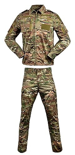 Mymyguoe Tarnanzug Herren Paintball Combat Shirt Taktische Hose Langärmlige Mit 1/4 Reißverschluss Airsoft Kleidung Set Taktisch Jacke Uniform Militär Anzug Outdoor Camouflage Jagdbekleidung BDU