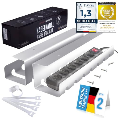 Kabelkanal für Schreibtisch Ordnung; Kabelmanagement-System am Arbeitsplatz; Kabelhalter, Kabelwanne, Kabelkorb; Steckdosenleisten-Halter für Tische (Weiß, 1 Stück)