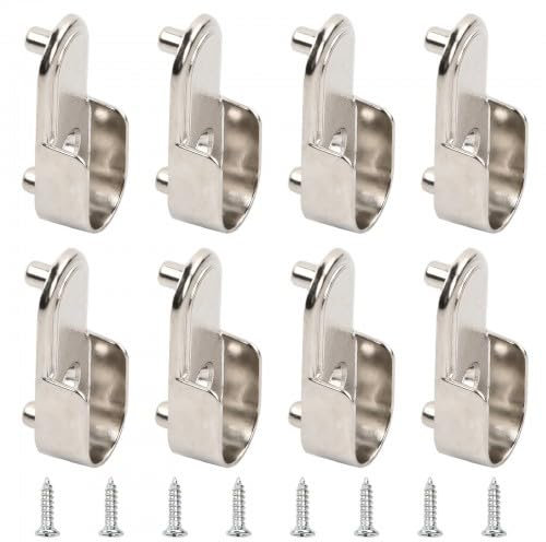 Wisebom Soporte para Barra de Armario 8 Piezas Soportes Ovalados de Extremo de Riel, Soportes de Riel de Brida Armario Soporte Barra Ropa para Armario Baño para Armario, Guardarropa, Cocina