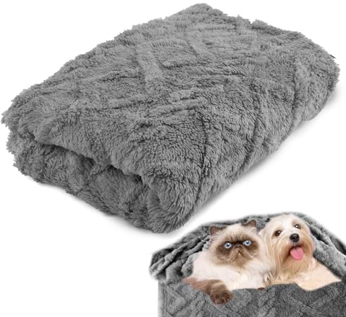 Neerow Coperta per cani, 100 x 150 cm, lavabile, in pile, per cani di piccola e media taglia, per cani di piccola taglia (grigio)