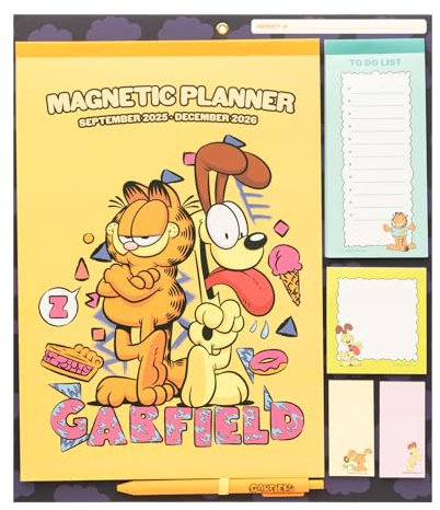 Grupo Erik - Calendrier Magnetique Frigo Garfield - de Septembre 2025 à Décembre 2026 | Planificateur Mensuel 16 mois, Calendrier Familial 2025 2026