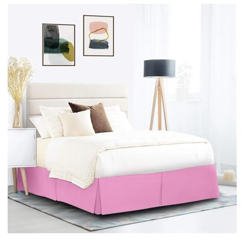Faldones De Cama Cómoda Falda de Cama Plisada Suave y a Medida con Tela Resistente a Las Arrugas a la decoloración - Ropa 15 Pulgadas Alto (sin Plataforma)(Pink,Twin 90x 190x 35 cm)