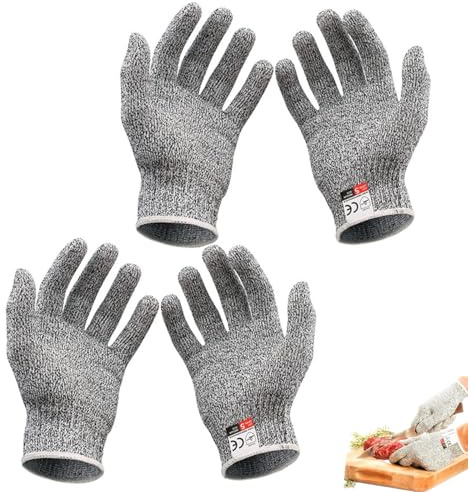 Sylkeov Guantes anticorte nivel A9/F, máxima protección al corte según normas de EE.UU. y Europa, sin PFAS, ideales para cocina, carnicería, jardinería y tareas de trabajo (gris)