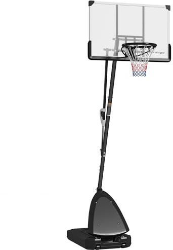 SPORTNOW Canasta de Baloncesto para Exterior, Altura Ajustable de 16 Niveles, 150-305 cm, Canasta de Baloncesto Portátil con Ruedas, Base Rellenable y Sistema de Retorno, para Adultos y Adolescentes