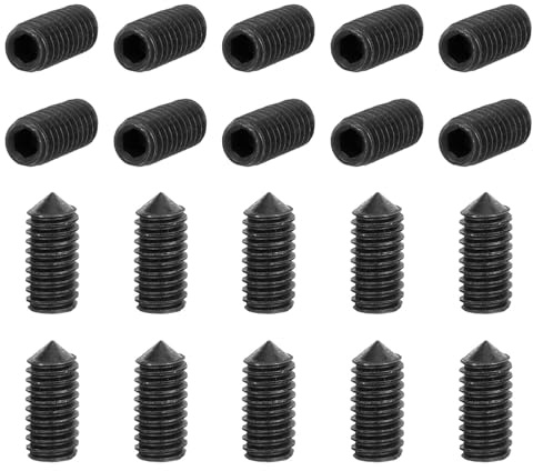 QUARKZMAN 40 stycken gängstift M4 x 10 mm kolstål konisk spets insexskruvar för maskiner husreparation och fästelement svart