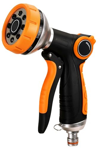 Hose Pipe Spray Gun - Adjustable 8 Patterned Garden Sprayer for Plant Watering or Pet Washing - High Pressure Garden Hose Spray Gun Outdoor Watering Accessories