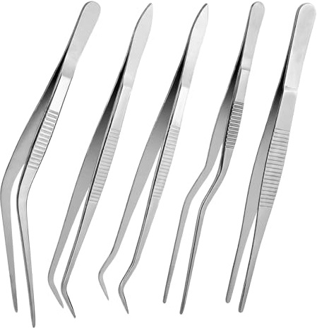 5 Pièces Pince en Acier Inoxydable, 16 cm pour la Préparation des Aliments | Pince Cuisine Inox, pour Garnir les Aliments pour la Cuisson et la Pâtisserie