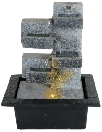 Fuente de Agua Decorativa de Interior Modelo Whitney con Luz LED, Fuente Zen en Cascada Vertical para Salón, Oficina, Dormitorio, Decoración Feng Shui y Relajación