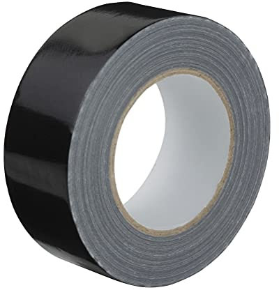 GTSE - Cinta americana negra de 48 mm x 50 m - Cinta de tela resistente, adhesiva e impermeable - Para reparar, fijar, agrupar, reforzar y sellar - 1 rollo