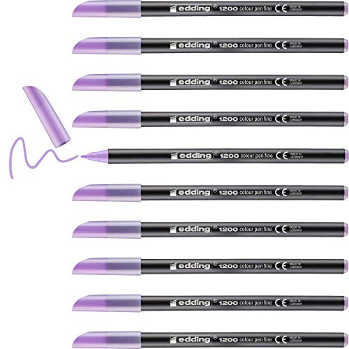 Edding 1200-087 - Caja con 10 Rotuladores 1200 con Punta Fina Pastel - 1mm - Lavanda.