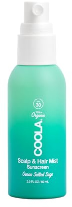 COOLA Organic Scalp Spray & Hair Sunscreen Mist with SPF 30, Dermatologist Tested Hair Care for Daily Protection, Vegan and Gluten Free, Ocean Salted Sage, 2 Fl Oz