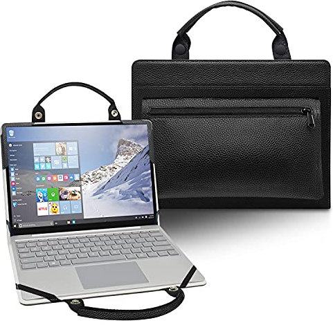 PU Leder hülle + Laptoptasche für 15.6 Samsung Galaxy Book Ion 15 NP950XCJ/Galaxy Book Flex 15 NP950QCG & HP Envy x360 15-eeXXXX 15-edXXXX 15-esXXXX 15-euXXXX/Spectre x360 15-ebXXXX,Schwarz