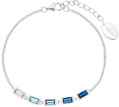 s.Oliver Armband 925 Sterling Silber Damen Armschmuck, mit Zirkonia synth., 17+3 cm, Blau, Kommt in Schmuck Geschenk Box, 2031408