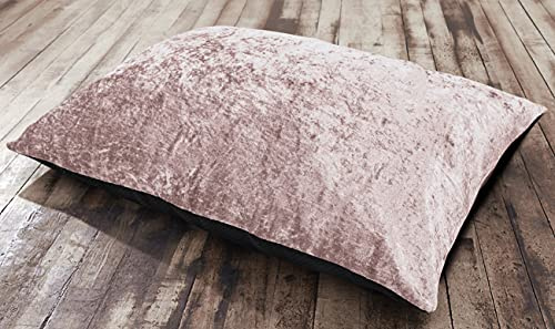 Large Jumbo Floor Garden Indoor Cushion Soft Hollow Fibre Chunky Filled Booster (58cm x 85cm, Crushed Velvet Pink)