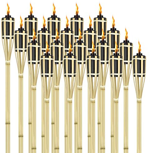 UISEBRT Lot de 36 Torches de Jardin en bambou pour extérieur - Torches à huile avec mèche, Lampe à huile décorative, Hauteur: 90 cm
