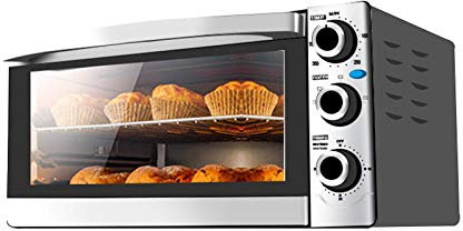 Horno Horno de microondas en Silver Tact Horno Individual eléctrico Incorporado - Horno halógeno de convección Premium de Acero Inoxidable Ideal para Asar, Hornear