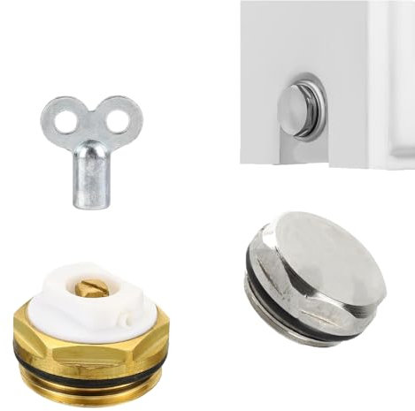 ieron Valvola di sfiato manuale per radiatore con valvola di sfiato dell'aria da 1/2 BSP per sfiato dell'aria del radiatore e tappo terminale