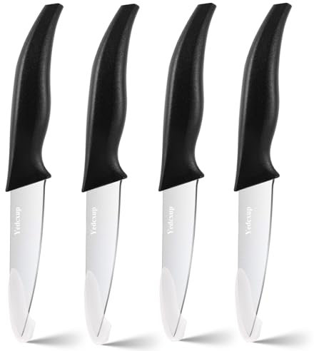 Yedcxup Paring Knife Set 4 - Fruit Vegetable Paring Knives Large Sturdy Handle Stainless Steel Sharp Blades Paring Knife Quick Cutting Small Kitchen Knife, 4 inch (Black)