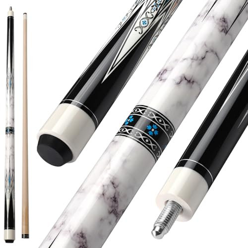 ASMPCUE Pool Cue Stick, 58 Inch 20oz Billiard Cue Maple Pool Cue 13mm Tips for Professional Pool Cue Players, 1/2 Maple Cue Sticks for Billiard Table Sports (White)