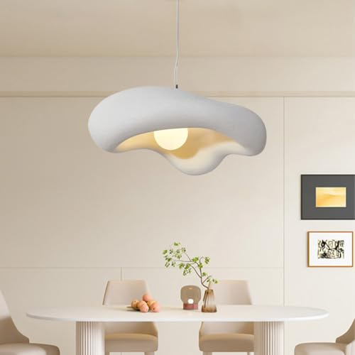 TMKOO Wabi-sabi Lampe À Suspension Créative Irrégulière Lampe À Suspension Créative E27 En Forme De Nuage Lustre Blanc Eclairage Intérieur Décoration Ajustable Maison Pour Salle À Manger Cuisine(40cm)