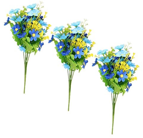 MAGICLULU 3pcs Artificial Daisy Bouquet Plastic Marguerite Flower for Home Wedding Decorative Flower Arrangement