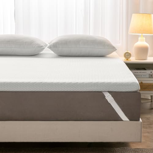 USPARK Memory Foam Mattress Topper Single Bed 5cm (2 inch), Firm Mattress Topper with Gel Memory Foam and Machine Washable Soft Bamboo Cover (Single Size - 90x190 cm)