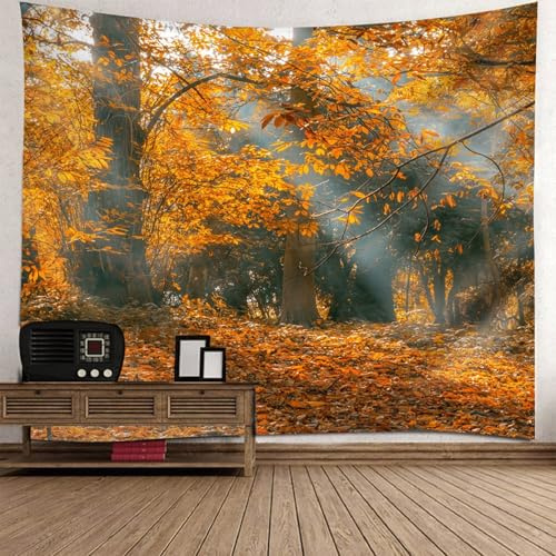 Tolldek Arazzo da parete in poliestere, decorazione per la casa, per soggiorno, camera da letto, dormitorio, arancione, marrone, 240 x 220 cm