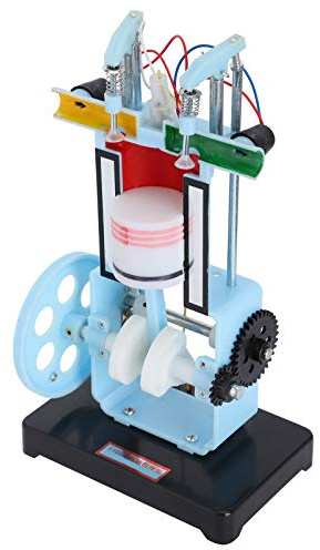 Solinder Gasoline Engine Model Toy, 4 Stroke Single Cylinder Engine for Classroom Experimentation, Manual or Battery Operated, Engineering Plastic, 1 Unit