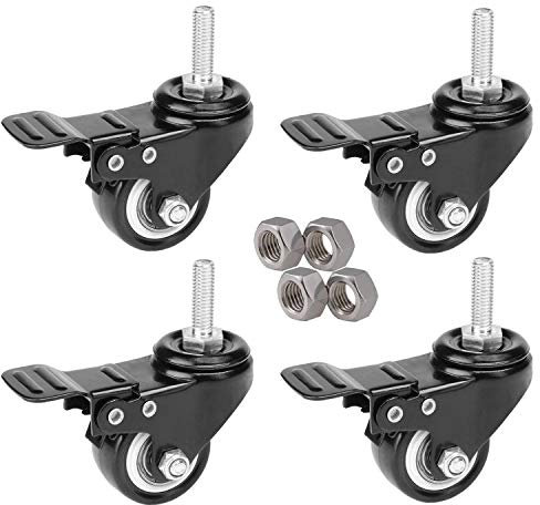 4 Stück 50mm 2 Transportrollen Lenkrollen Strandkorbrollen Schwenkrollen Schwerlastrollen Rollen mit Bremse Tragkraft 400 kg aus Gummi