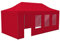 Vispronet Profi Faltpavillon Basic 3x6 m in Rot, Stahl-Scherengitter, 4 Seitenteile - Davon 1 Wand mit Tür & Fenster (weitere Farben & Größen)