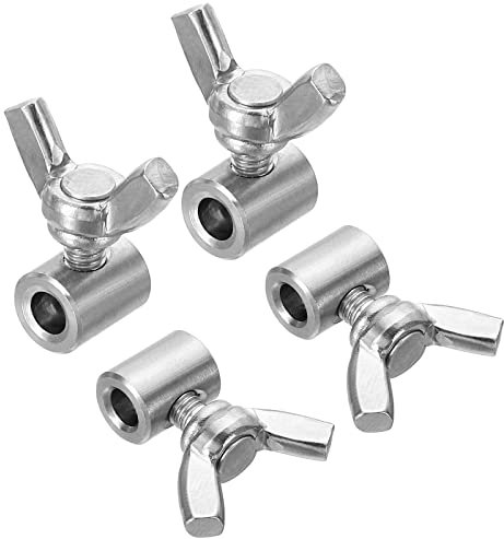 PATIKIL 304 Inossidabile Acciaio 4mm ID Mano Vite Morsetto, 4pz Singolo Foro Filo Corda Elementi Fissaggio Farfalla Viti per 1-2mm Acciaio Filo, Argento