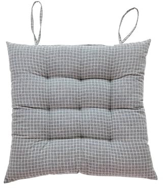 JKUHA Kariertes Stuhlkissen, Esszimmerstuhl-Sitzpolster mit Bändern for Zuhause, Küche, Außenterrasse, Bauernstühle(Dark Gray,15inch)