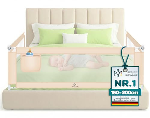 KESSER® Sponda da letto, Protezione per letto, Sponda da letto per bambini, Sponda da culla, Barriera letto per bambini, 180cm - Beige