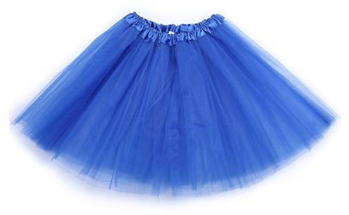 HzDazrl Falda tutú de tul para mujer, falda de ballet en capas, falda de princesa, Halloween, Navidad, carnaval, disfraz de minifalda, Azul real sólido, Talla única