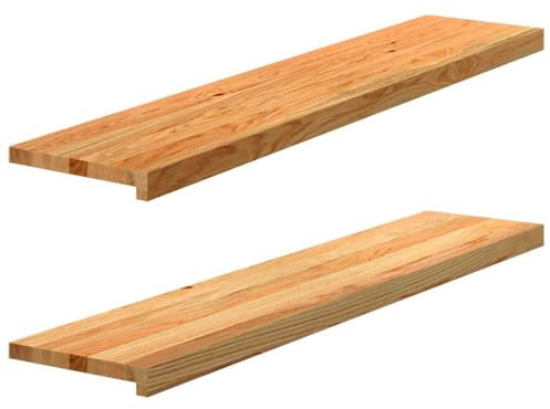 Brokky Window Sills 2 pcs Light Brown 120x25x2 cm Solid Wood Oak-Window Sill Capping Board - Square Edge Window Board Sill Cover - Window Cill Cover