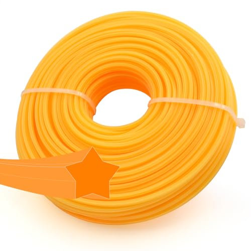 Zeqeey Star Shaped Nylon Trimmer Line 3.0mm/0.12 Dia x 50m/164ft, Heavy Duty Thickened Durable Replacement Weeder String Cord Compatible with Universal Lawn Mowers