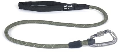 Mountain Paws Rope Karabiner Dog Lead | Reflective Lead With Padded Neoprene Handle, 1.2 Metres