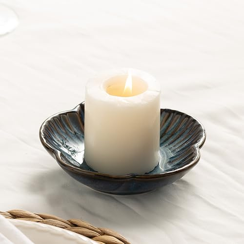 BEUNAIZER Ceramic Pillar Candle Holder Plate, Decorative Candlestick Holder