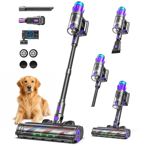 Redkey P9 Pro Aspirapolvere Senza Fili 68KPa/650W/80Min, Scopa Elettrica Senza Fili Potente Verticale con Antigroviglio, Display LED, Aspirapolvere per Animali/Pavimenti/Tappeti/Auto/Capelli